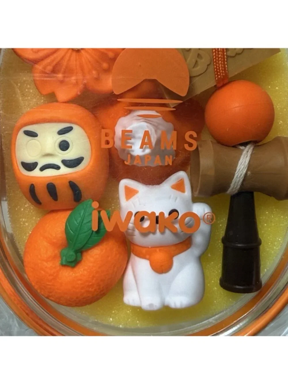 Iwako Beams Japanese Fancy Eraser Set Lucky Charm Neko Cat Bento Lunchbox Rubber
